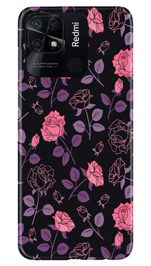 Rose Black Background Mobile Back Case for Redmi 10 (Design - 27)