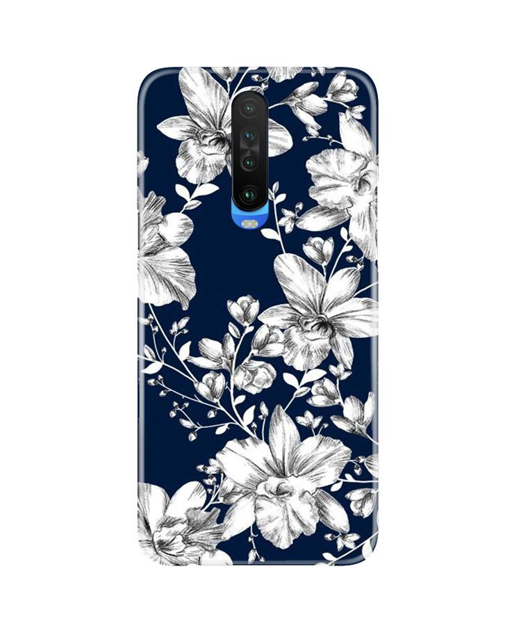 White flowers Blue Background Case for Redmi K30