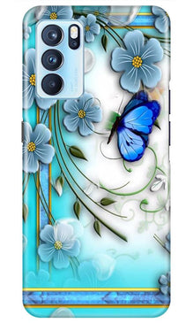 Blue Butterfly Mobile Back Case for Oppo Reno6 Pro 5G (Design - 21)