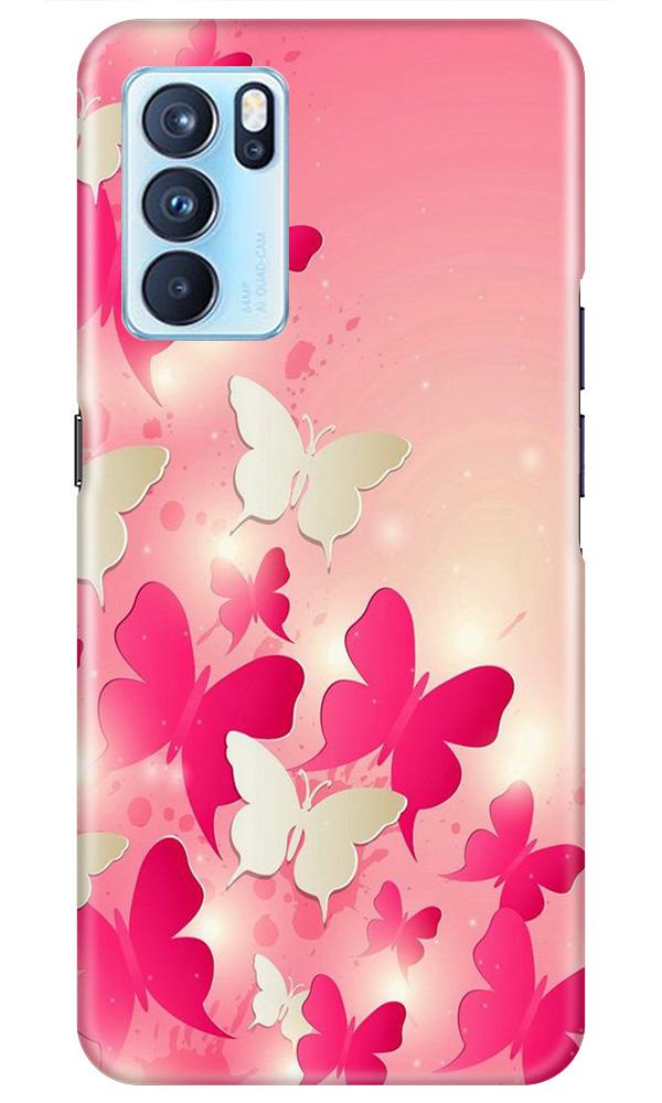 White Pick Butterflies Case for Oppo Reno6 Pro 5G