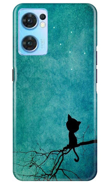 Moon cat Mobile Back Case for Oppo Reno7 5G (Design - 70)