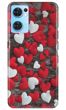 Red White Hearts Mobile Back Case for Oppo Reno7 5G  (Design - 105)