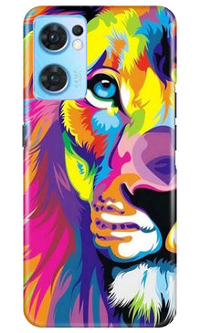 Colorful Lion Mobile Back Case for Oppo Reno7 5G  (Design - 110)