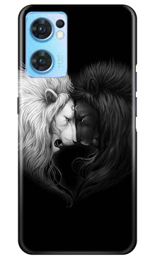 Dark White Lion Mobile Back Case for Oppo Reno7 5G  (Design - 140)