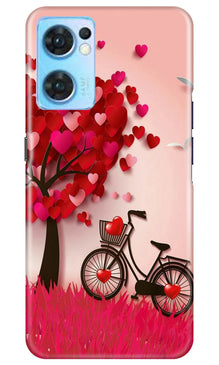 Red Heart Cycle Mobile Back Case for Oppo Reno7 5G (Design - 191)