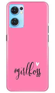 Girl Boss Pink Mobile Back Case for Oppo Reno7 5G (Design - 238)