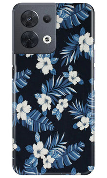 White flowers Blue Background2 Mobile Back Case for Oppo Reno 8 5G (Design - 15)