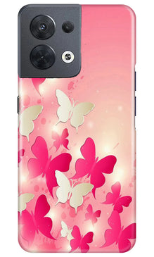 White Pick Butterflies Mobile Back Case for Oppo Reno 8 5G (Design - 28)