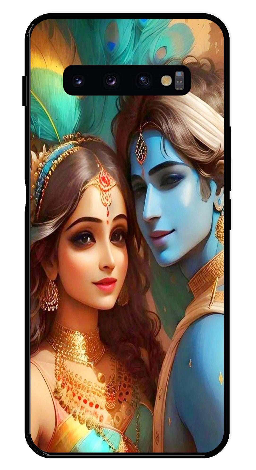 Lord Radha Krishna Metal Mobile Case for Samsung Galaxy S10 Plus   (Design No -01)