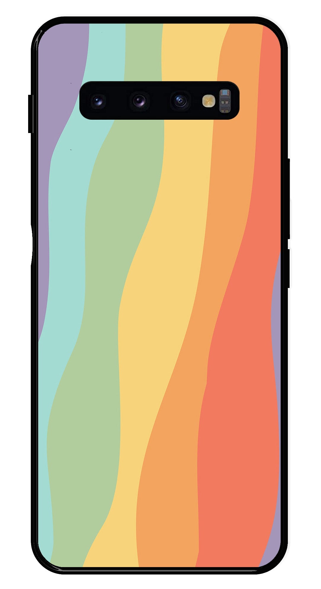 Muted Rainbow Metal Mobile Case for Samsung Galaxy S10 Plus   (Design No -02)