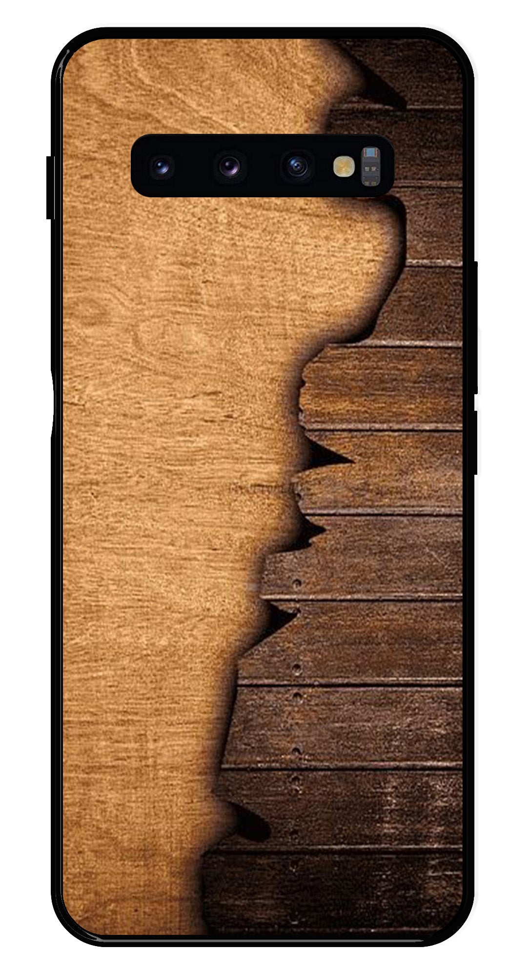 Wooden Design Metal Mobile Case for Samsung Galaxy S10 Plus   (Design No -13)