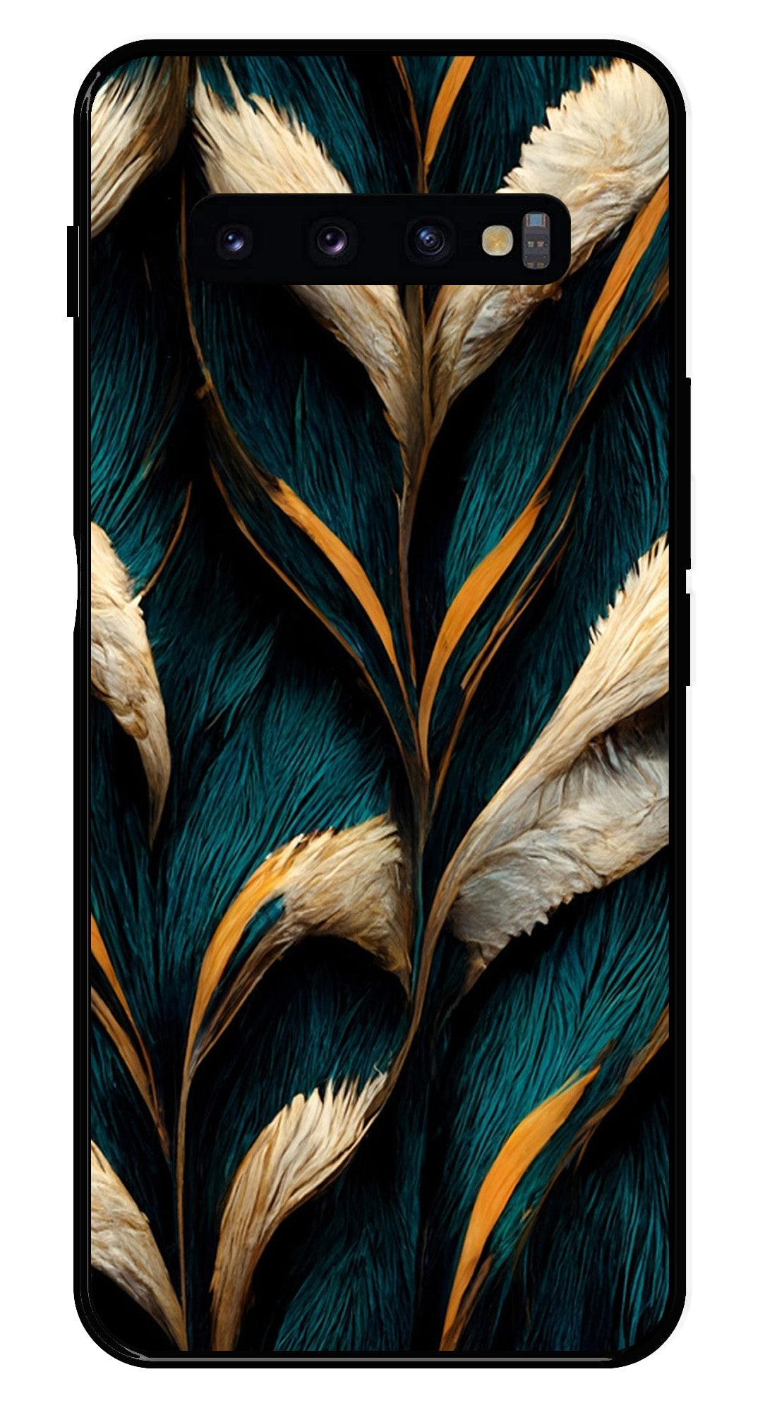 Feathers Metal Mobile Case for Samsung Galaxy S10 Plus   (Design No -30)