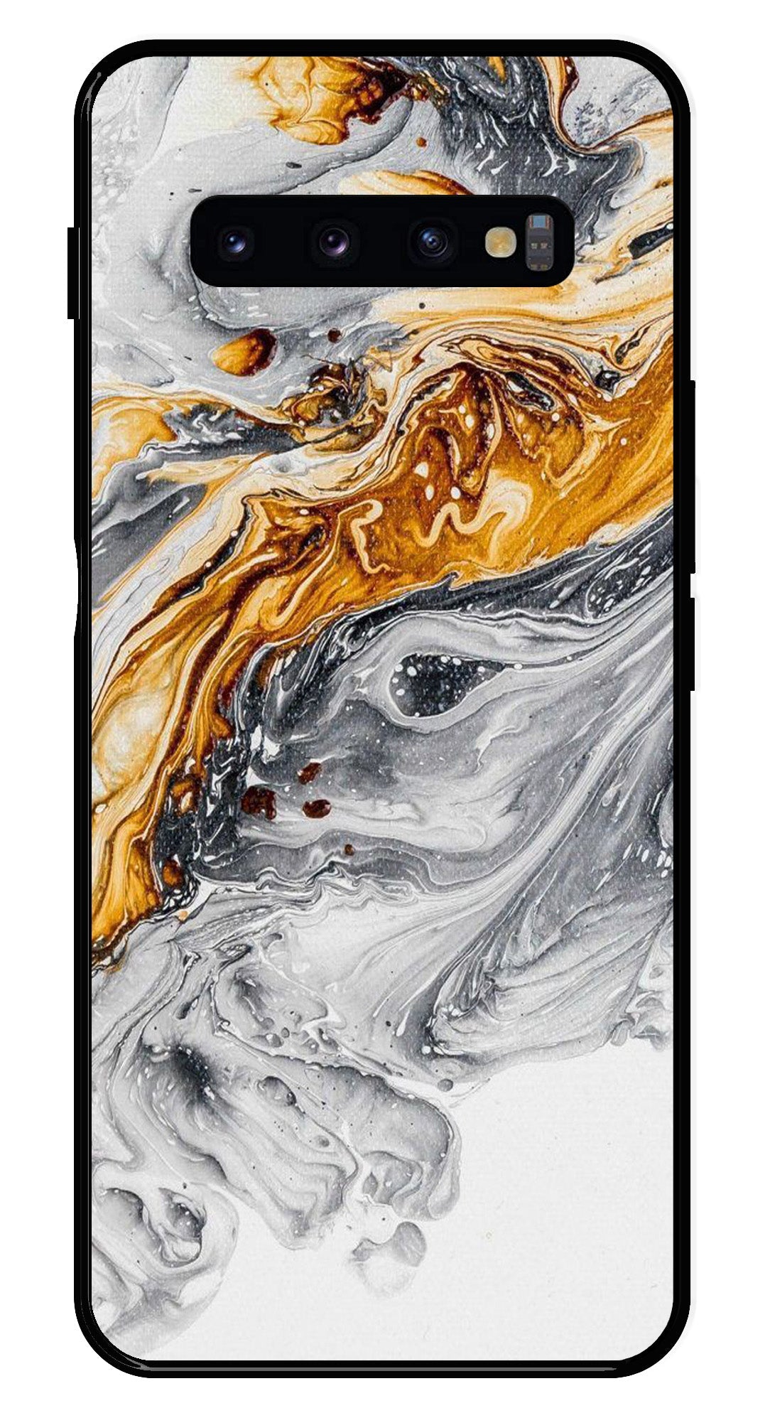 Marble Pattern Metal Mobile Case for Samsung Galaxy S10 Plus   (Design No -36)