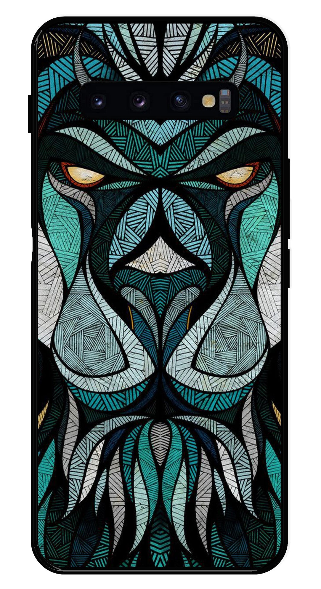 Lion Pattern Metal Mobile Case for Samsung Galaxy S10 Plus   (Design No -40)