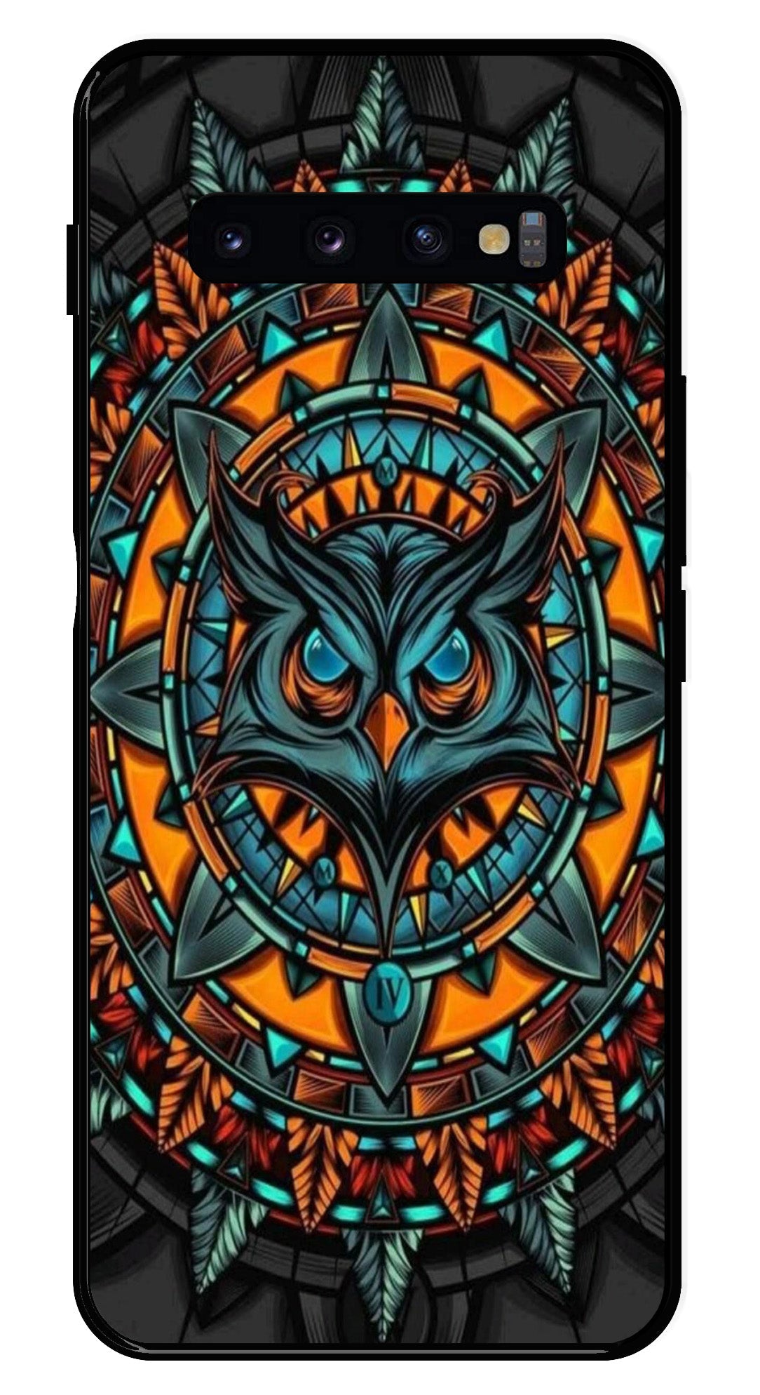 Owl Pattern Metal Mobile Case for Samsung Galaxy S10 Plus   (Design No -42)