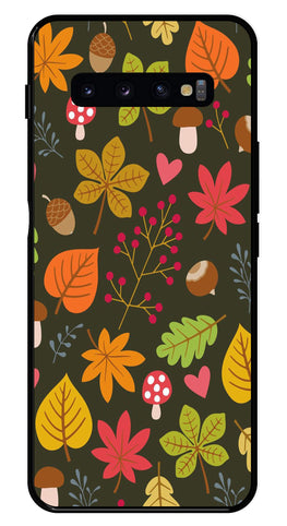 Leaves Design Metal Mobile Case for Samsung Galaxy S10 Plus   (Design No -51)