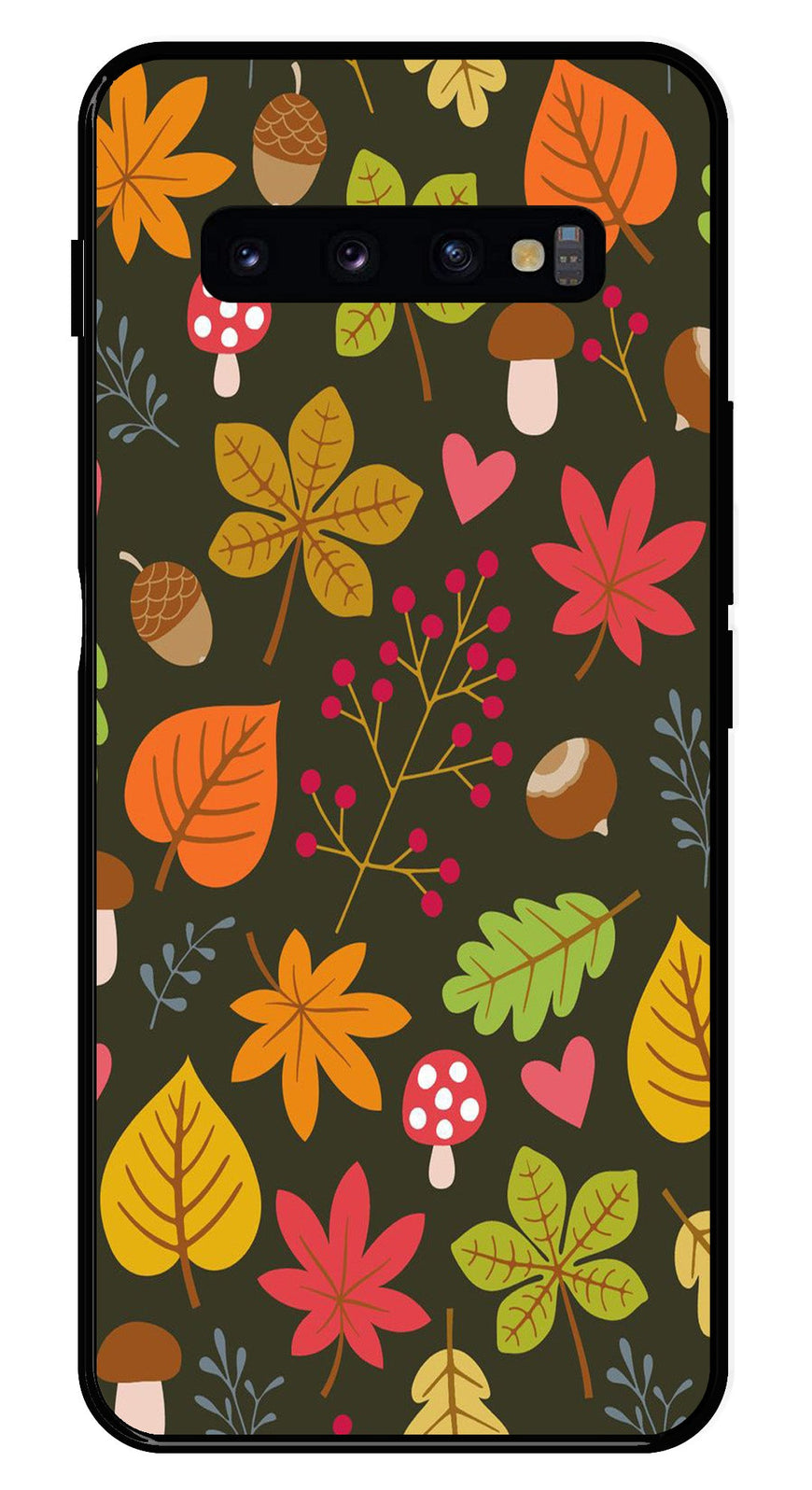 Leaves Design Metal Mobile Case for Samsung Galaxy S10 Plus   (Design No -51)