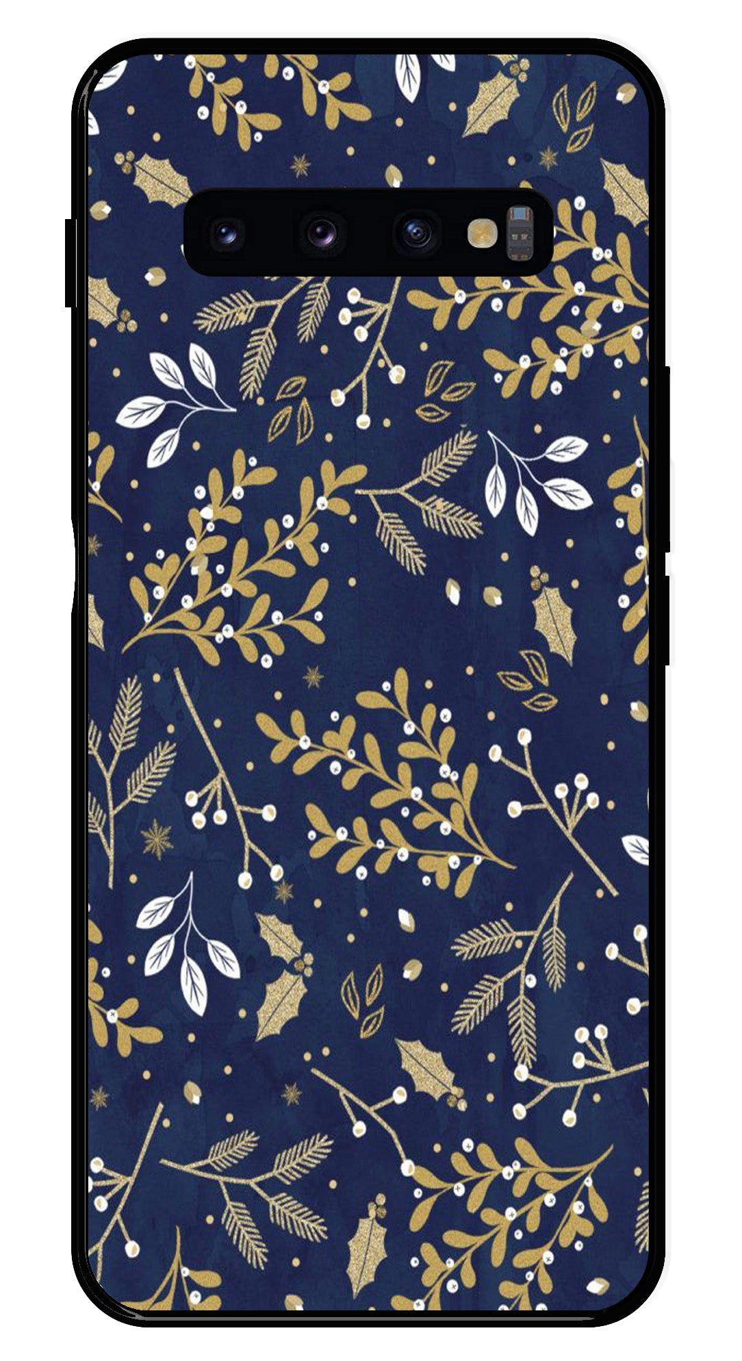 Floral Pattern  Metal Mobile Case for Samsung Galaxy S10 Plus   (Design No -52)