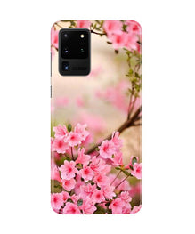 Pink flowers Mobile Back Case for Galaxy S20 Ultra (Design - 69)