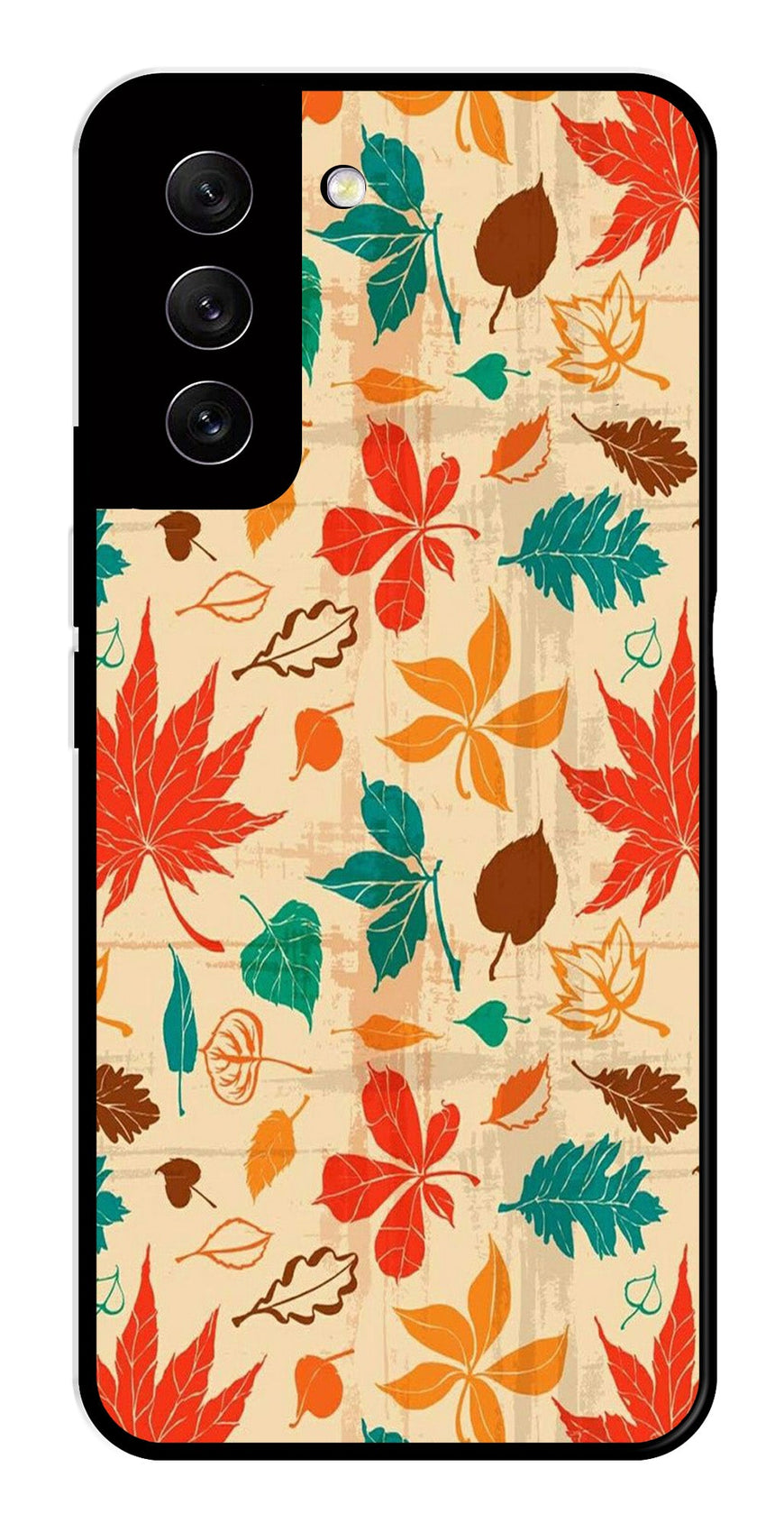 Leafs Design Metal Mobile Case for Samsung Galaxy S21 FE 5G   (Design No -14)