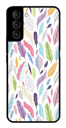 Colorful Feathers Metal Mobile Case for Samsung Galaxy S22 5G