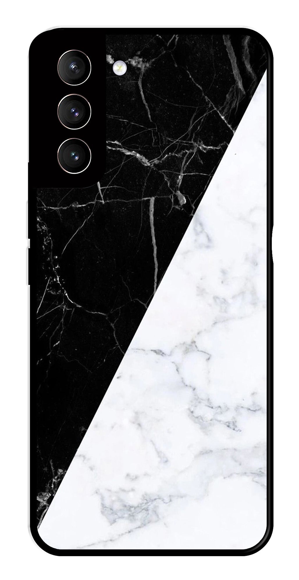 Black White Marble Design Metal Mobile Case for Samsung Galaxy S22 5G   (Design No -09)