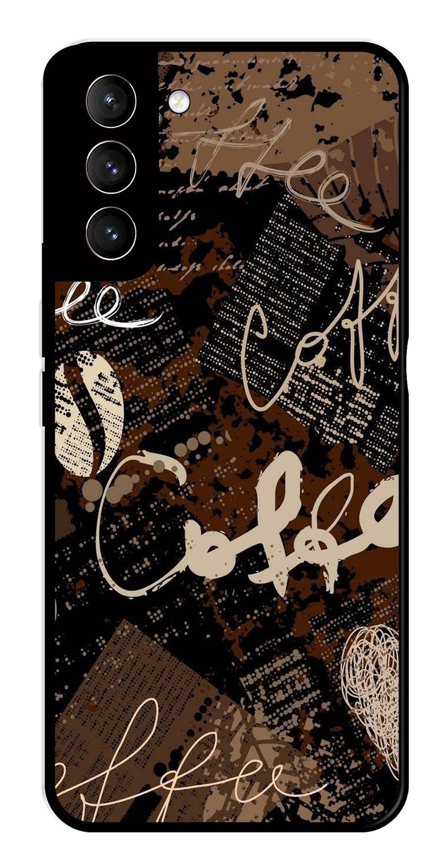 Coffee Pattern Metal Mobile Case for Samsung Galaxy S22 5G   (Design No -37)