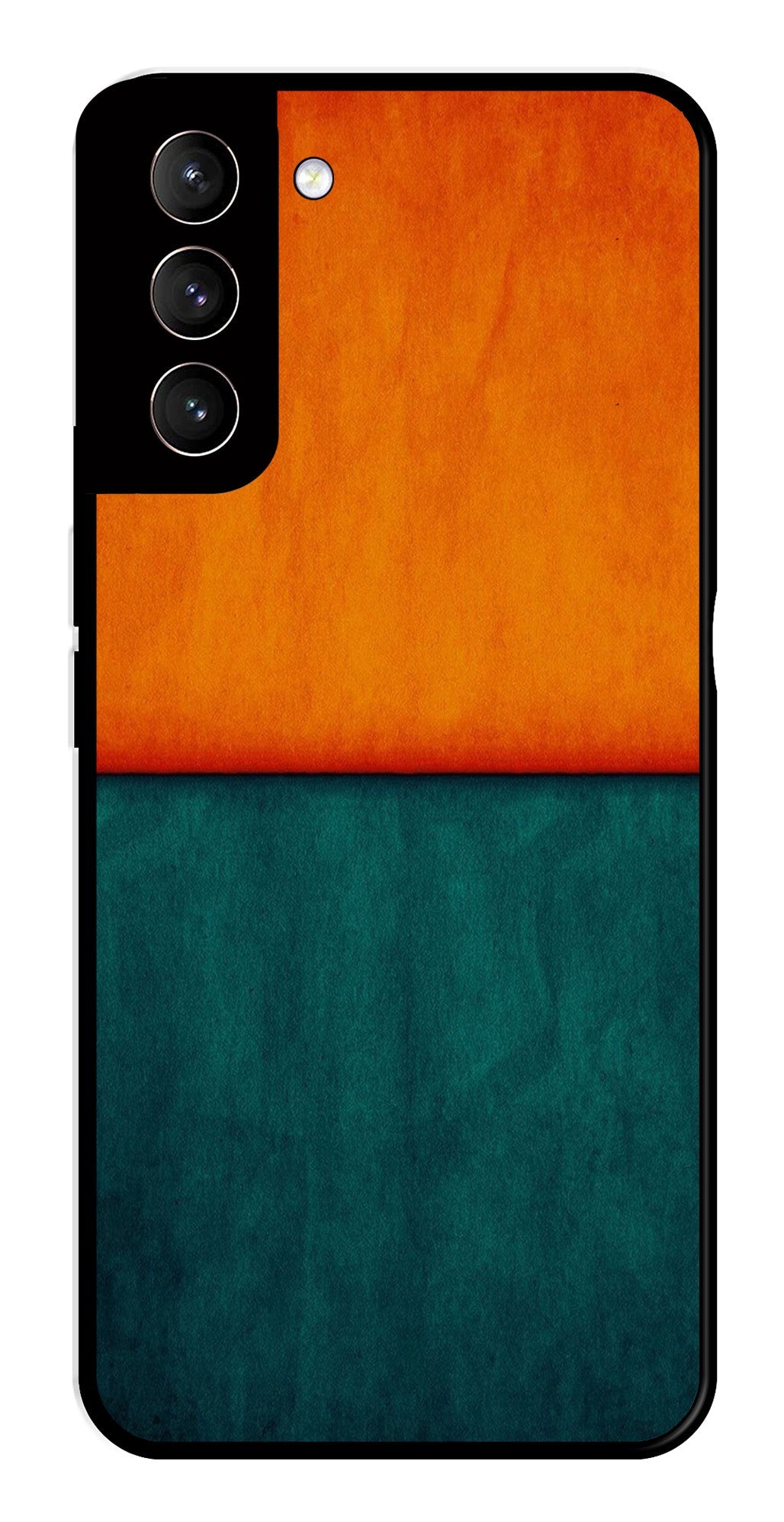 Orange Green Pattern Metal Mobile Case for Samsung Galaxy S22 5G   (Design No -45)