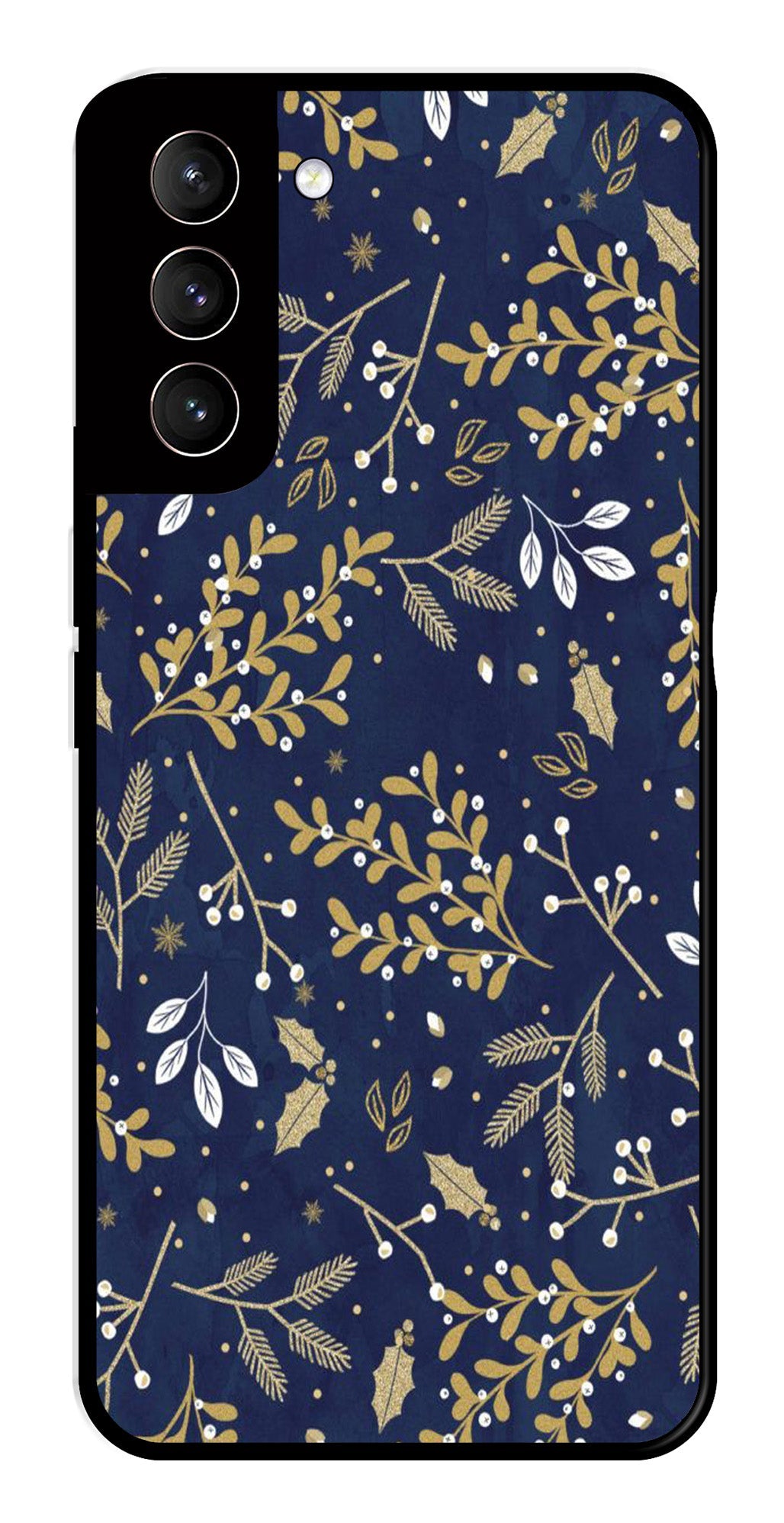 Floral Pattern  Metal Mobile Case for Samsung Galaxy S21 5G   (Design No -52)