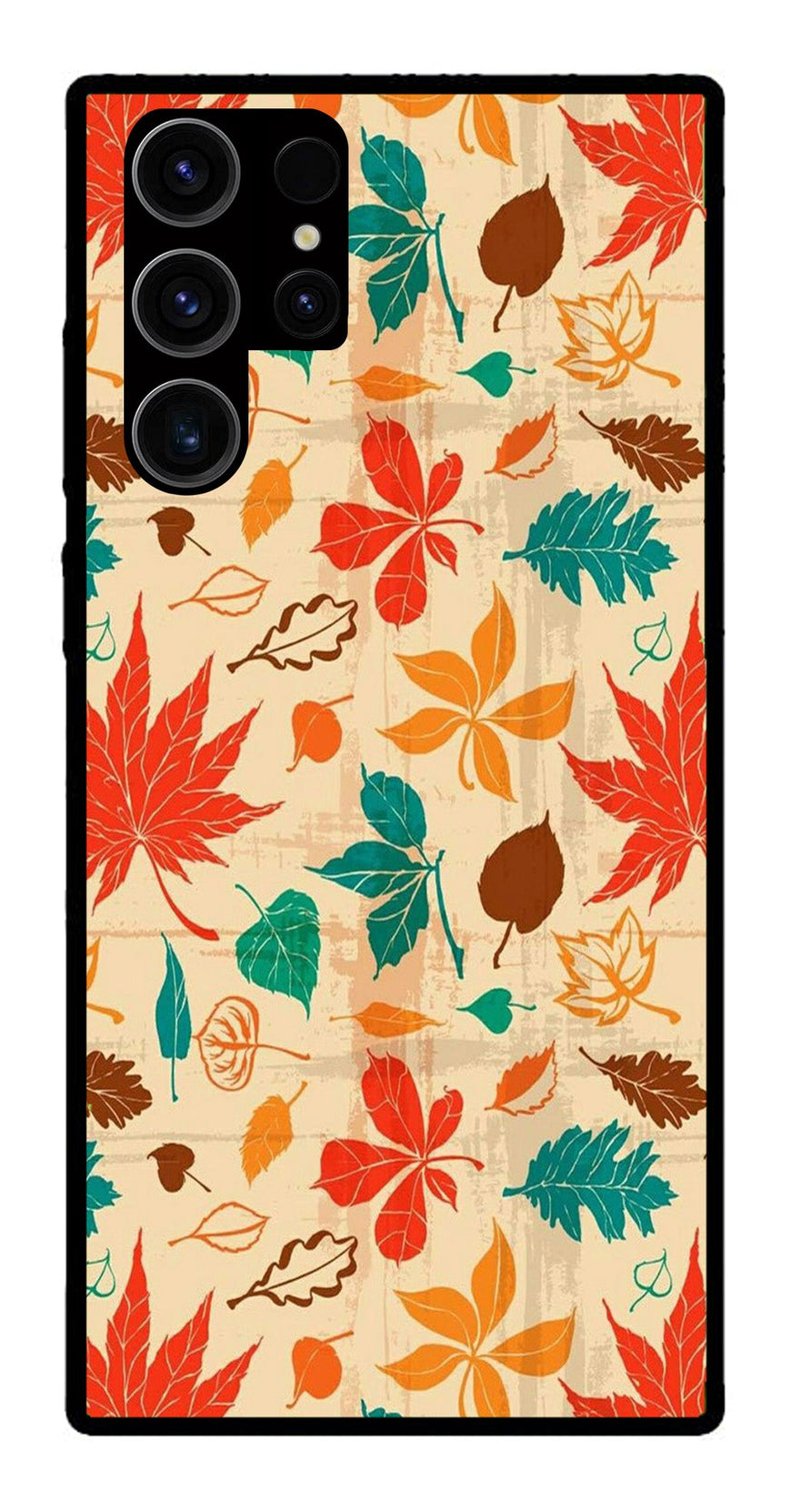 Leafs Design Metal Mobile Case for Samsung Galaxy S22 Ultra 5G   (Design No -14)