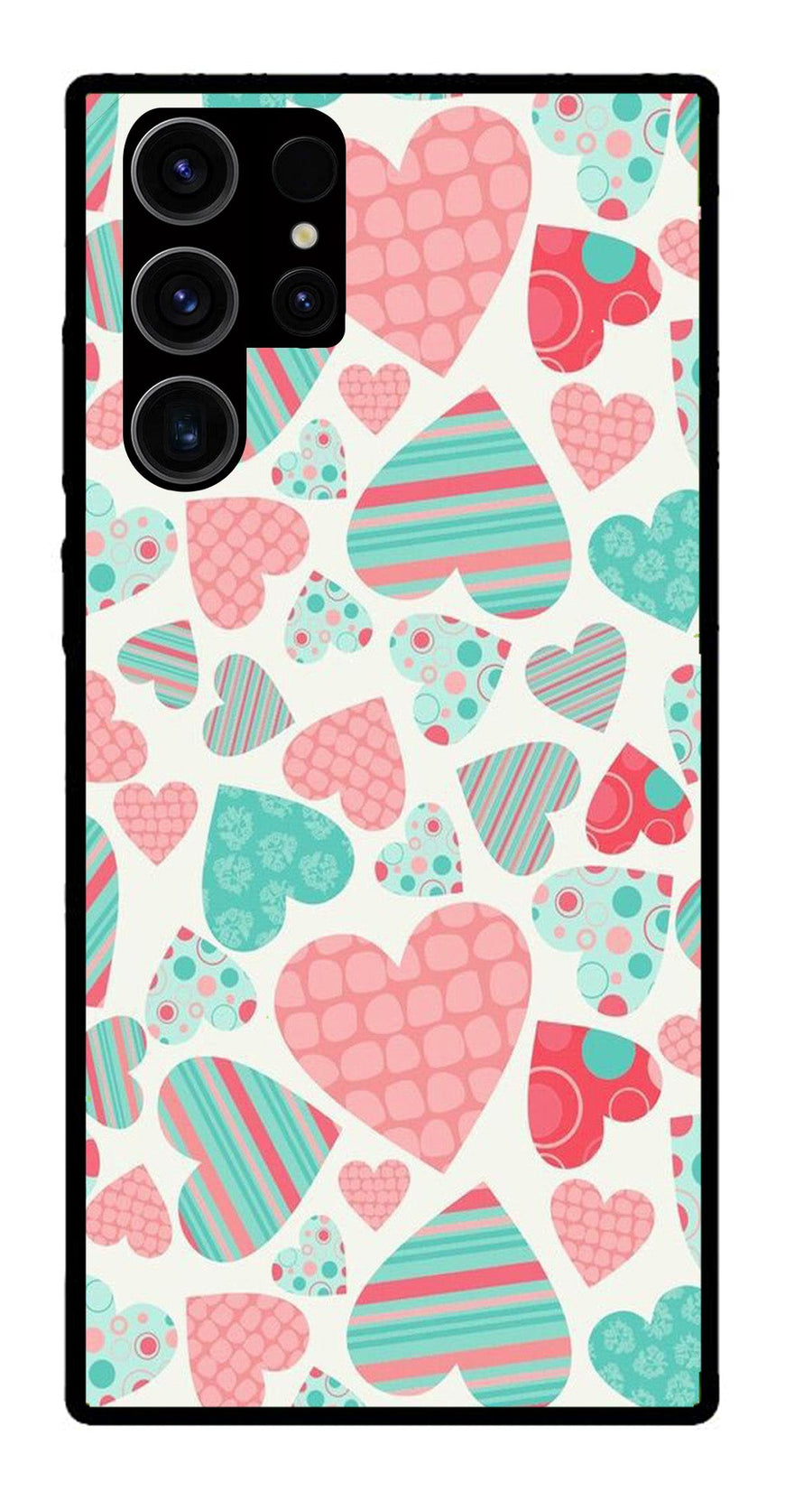 Hearts Pattern Metal Mobile Case for Samsung Galaxy S22 Ultra 5G   (Design No -22)