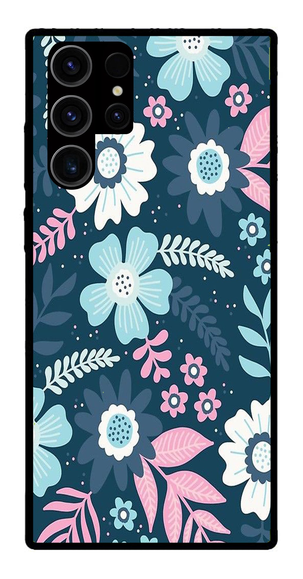 Flower Leaves Design Metal Mobile Case for Samsung Galaxy S22 Ultra 5G   (Design No -50)