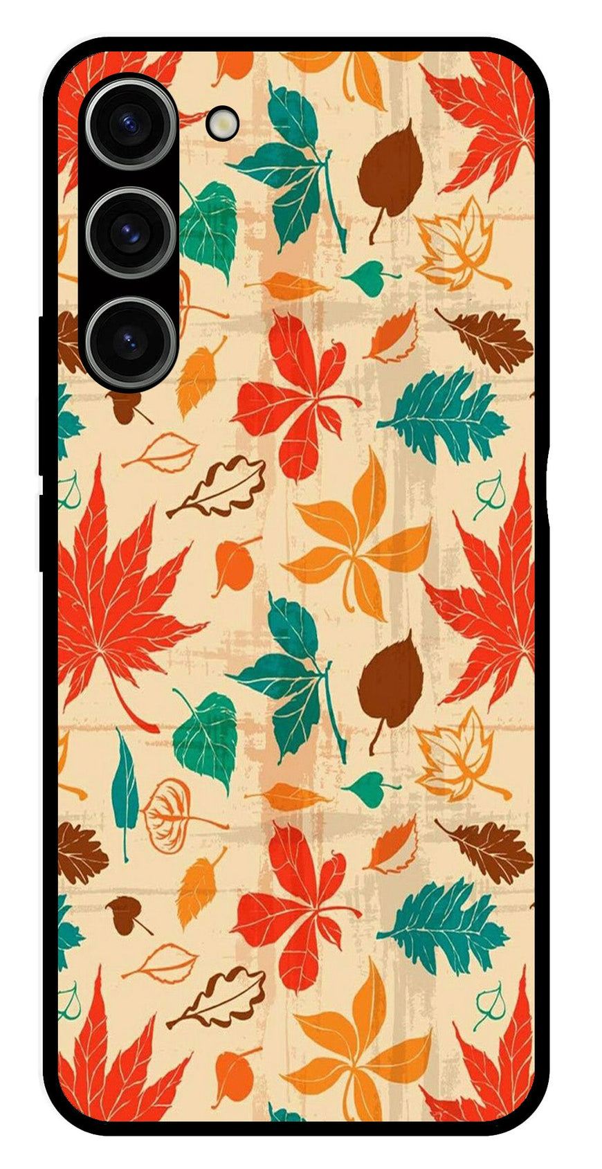 Leafs Design Metal Mobile Case for Samsung Galaxy S23 Plus 5G   (Design No -14)