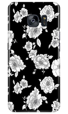 White flowers Black Background Mobile Back Case for Samsung Galaxy S7 Edge (Design - 9)