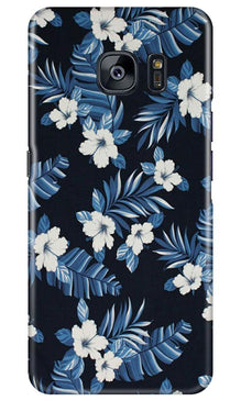 White flowers Blue Background2 Mobile Back Case for Samsung Galaxy S7 Edge (Design - 15)