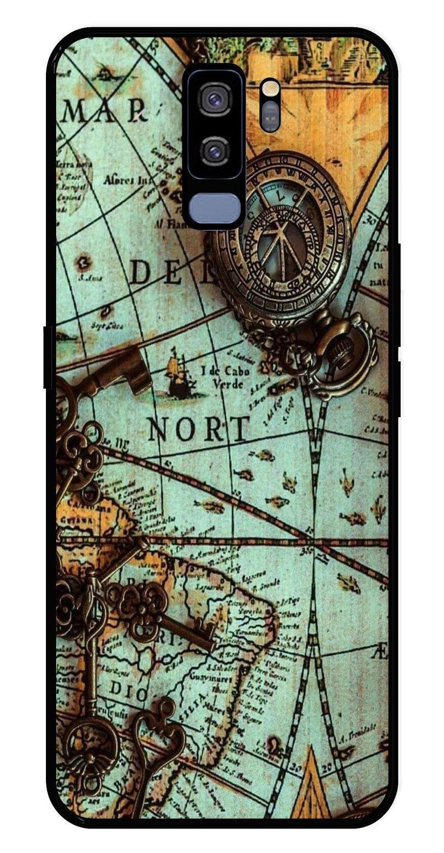 Map Design Metal Mobile Case for Samsung Galaxy S9 Plus   (Design No -54)