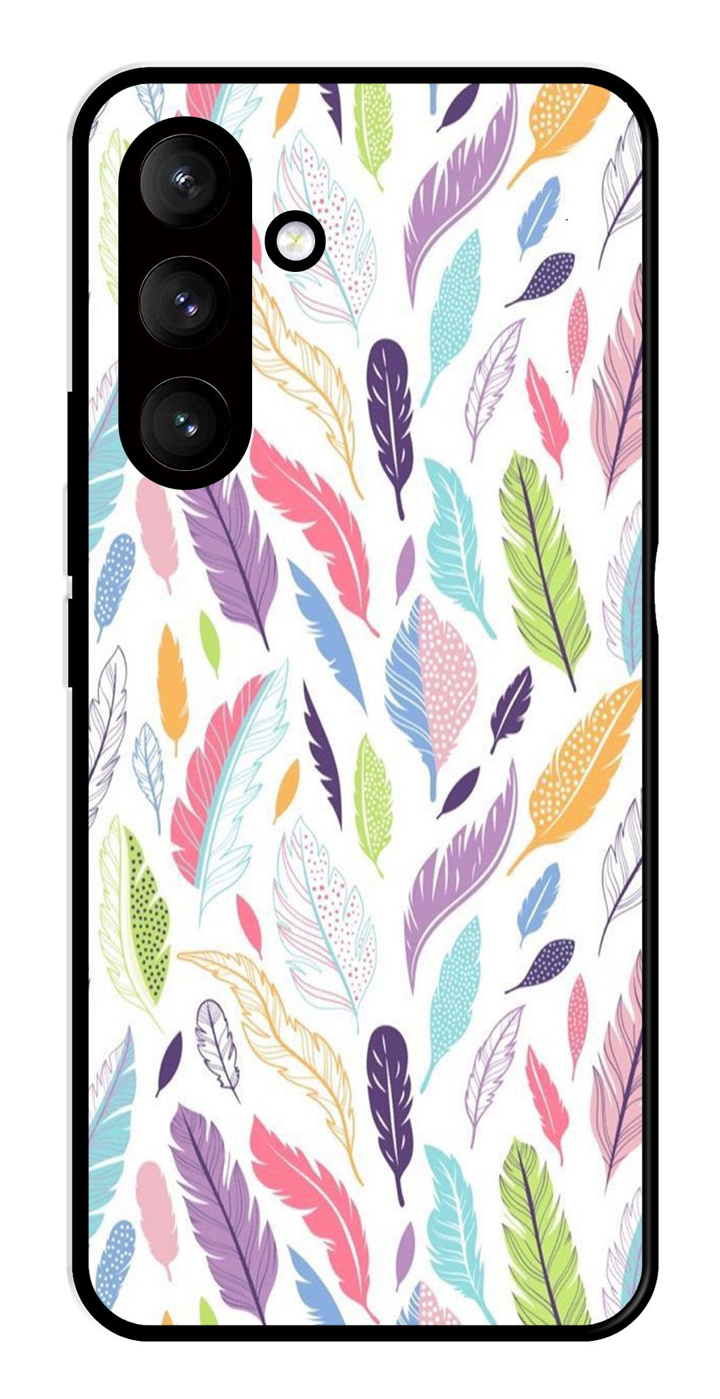 Colorful Feathers Metal Mobile Case for Samsung Galaxy S24 Plus 5G   (Design No -06)