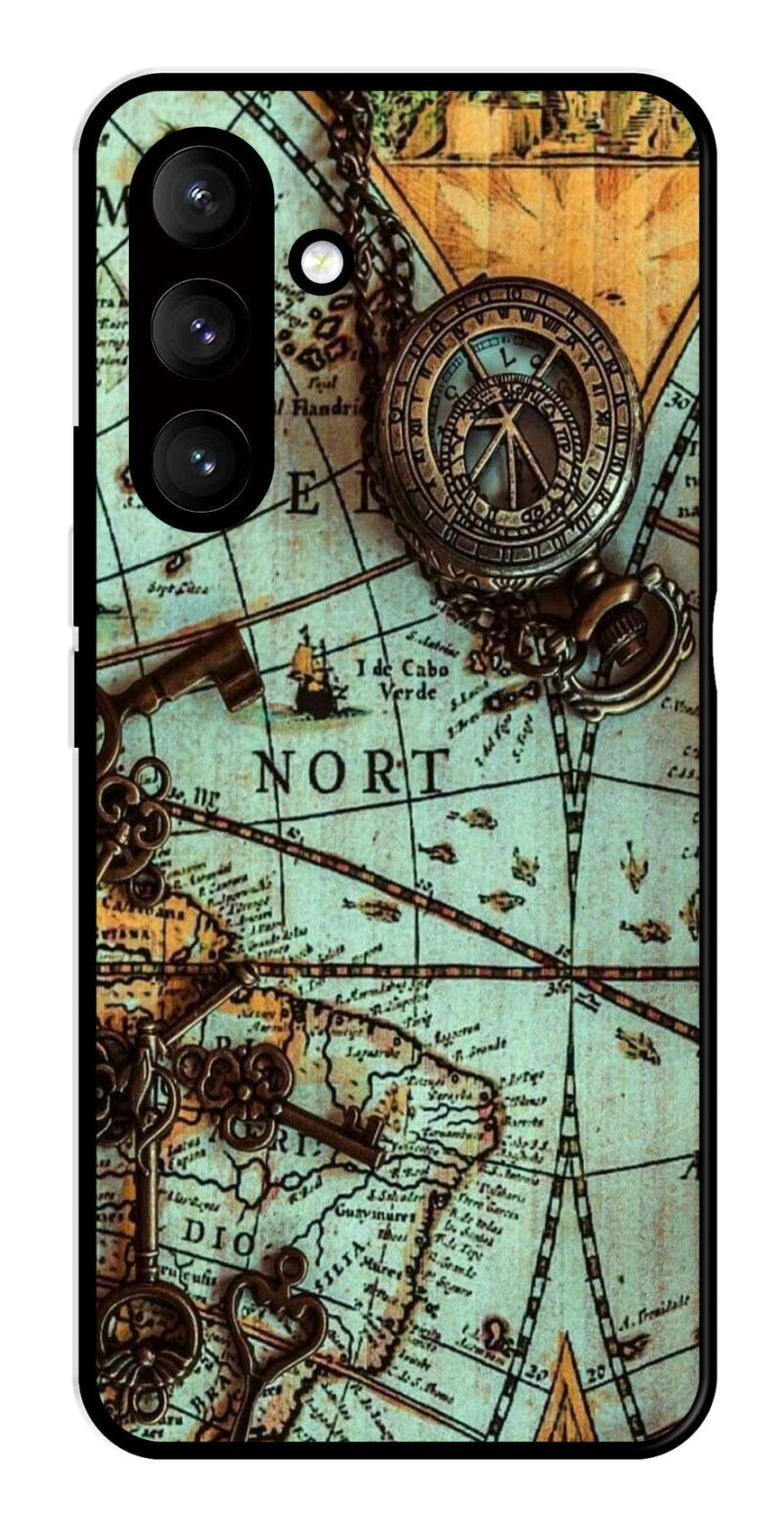 Map Design Metal Mobile Case for Samsung Galaxy S24 5G   (Design No -54)