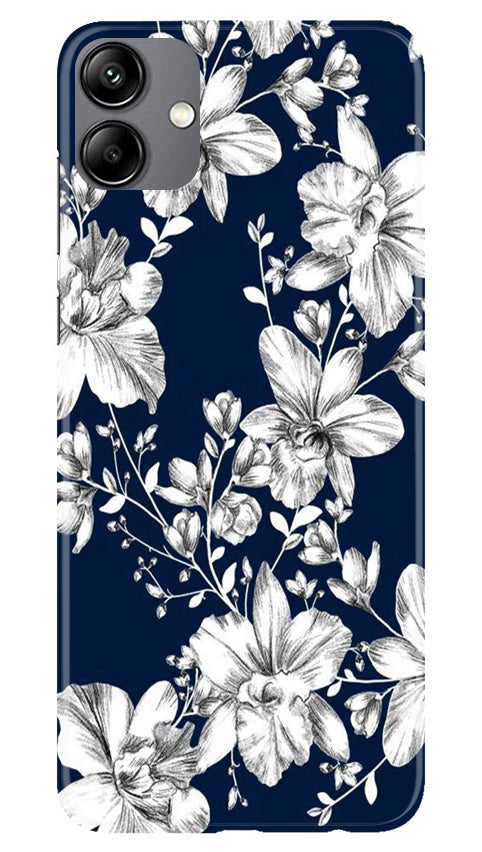 White flowers Blue Background Case for Samsung Galaxy M04