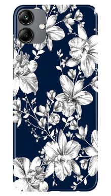 White flowers Blue Background Mobile Back Case for Samsung Galaxy M04 (Design - 14)