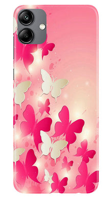 White Pick Butterflies Mobile Back Case for Samsung Galaxy M04 (Design - 28)