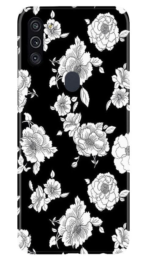 White flowers Black Background Case for Samsung Galaxy A11