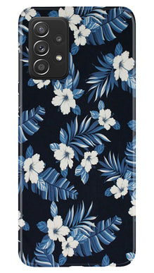 White flowers Blue Background2 Mobile Back Case for Samsung Galaxy A73 5G (Design - 15)