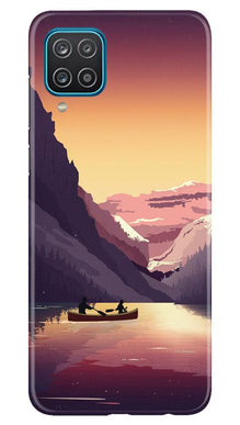 Mountains Boat Mobile Back Case for Samsung Galaxy F12 (Design - 181)