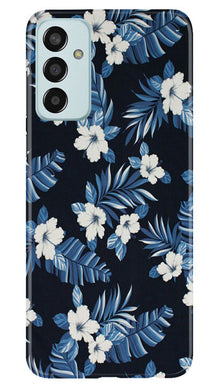 White flowers Blue Background2 Mobile Back Case for Samsung Galaxy M13 (Design - 15)