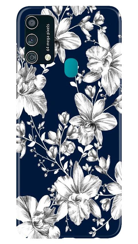 White flowers Blue Background Case for Samsung Galaxy F41