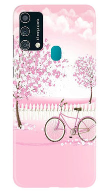 Pink Flowers Cycle Mobile Back Case for Samsung Galaxy F41  (Design - 102)