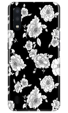 White flowers Black Background Mobile Back Case for Samsung Galaxy M01 (Design - 9)