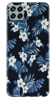 White flowers Blue Background2 Mobile Back Case for Samsung Galaxy M33 5G (Design - 15)
