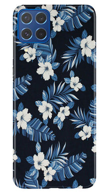 White flowers Blue Background2 Mobile Back Case for Samsung Galaxy M62 (Design - 15)